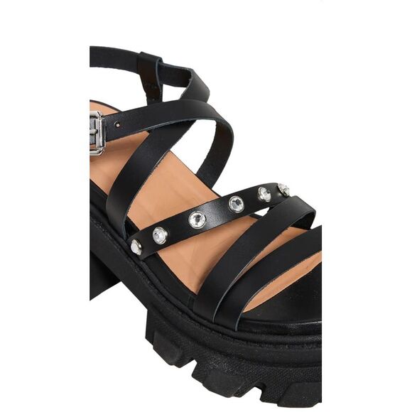 Ganni Womens Cleated Strappy Block Heel Sandals 37 Black - NIB $475 - Picture 4 of 7
